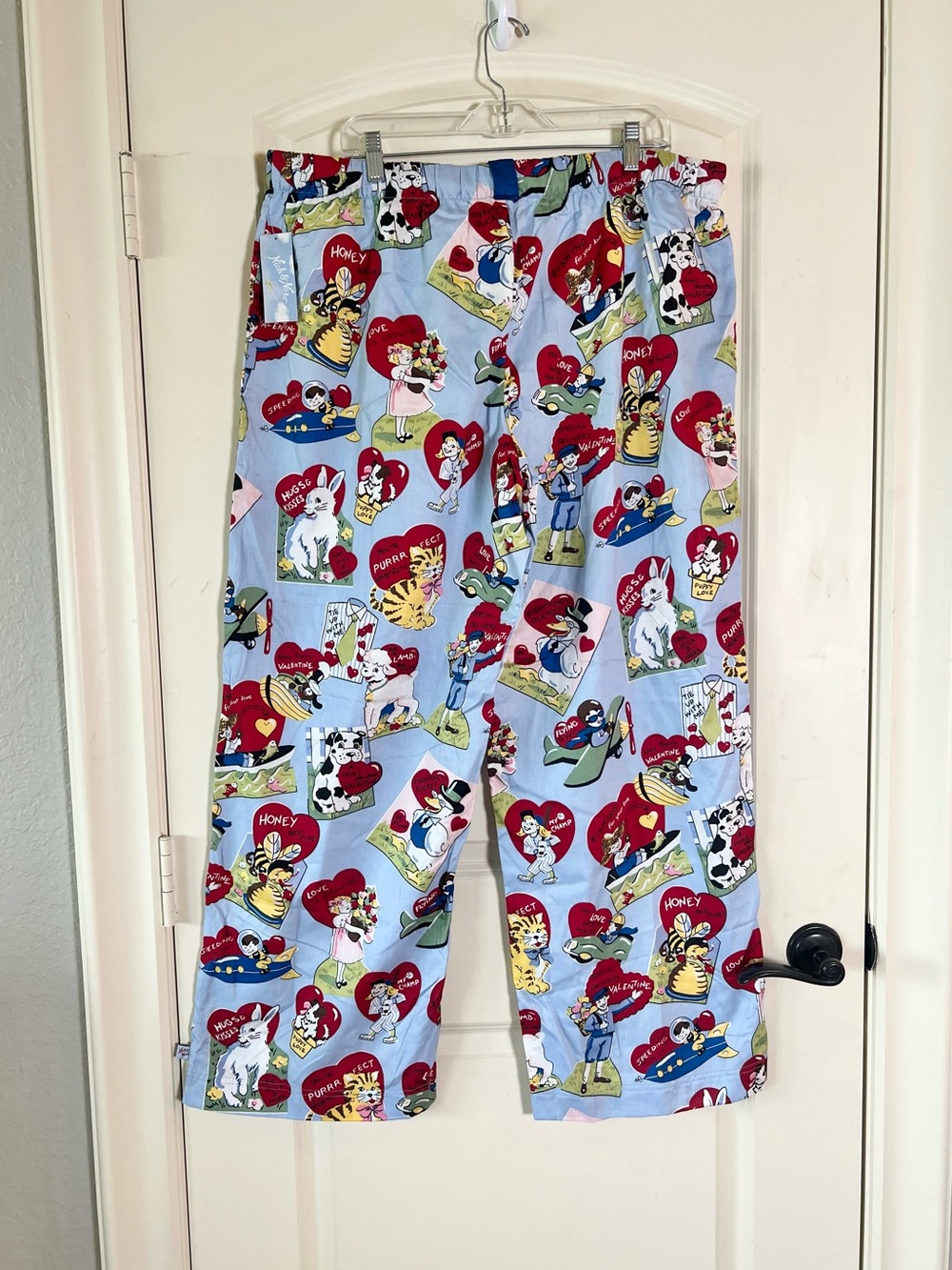 Nick & Nora Vintage Valentine Pajama Pants XXL Blue Cotton Flannel Rare - Picture 7 of 7